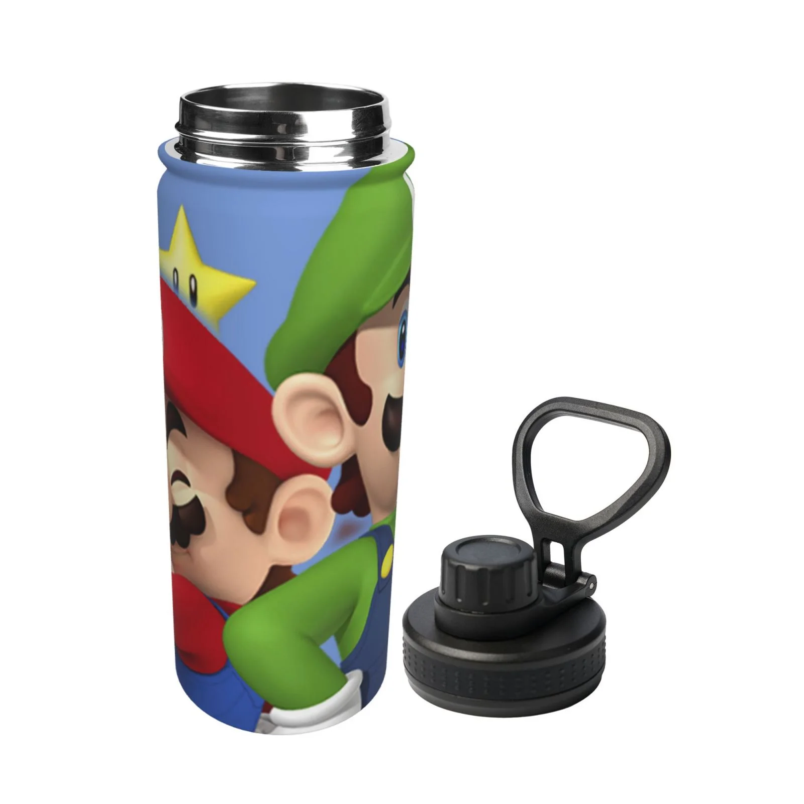 Super Mario Luigi Unisex Sports Insulated Water Bottles Kettle Stainless Steel Portable Cup 18OZ For School Travel Gym Running