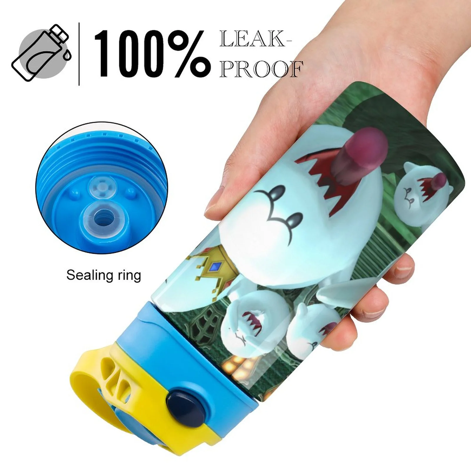 Boo Game Luigi's Mansion Kid's Insulated Water Bottle With Straw Vacuum Stainless Steel Cup Leak-Proof Children Toddler Thermoses