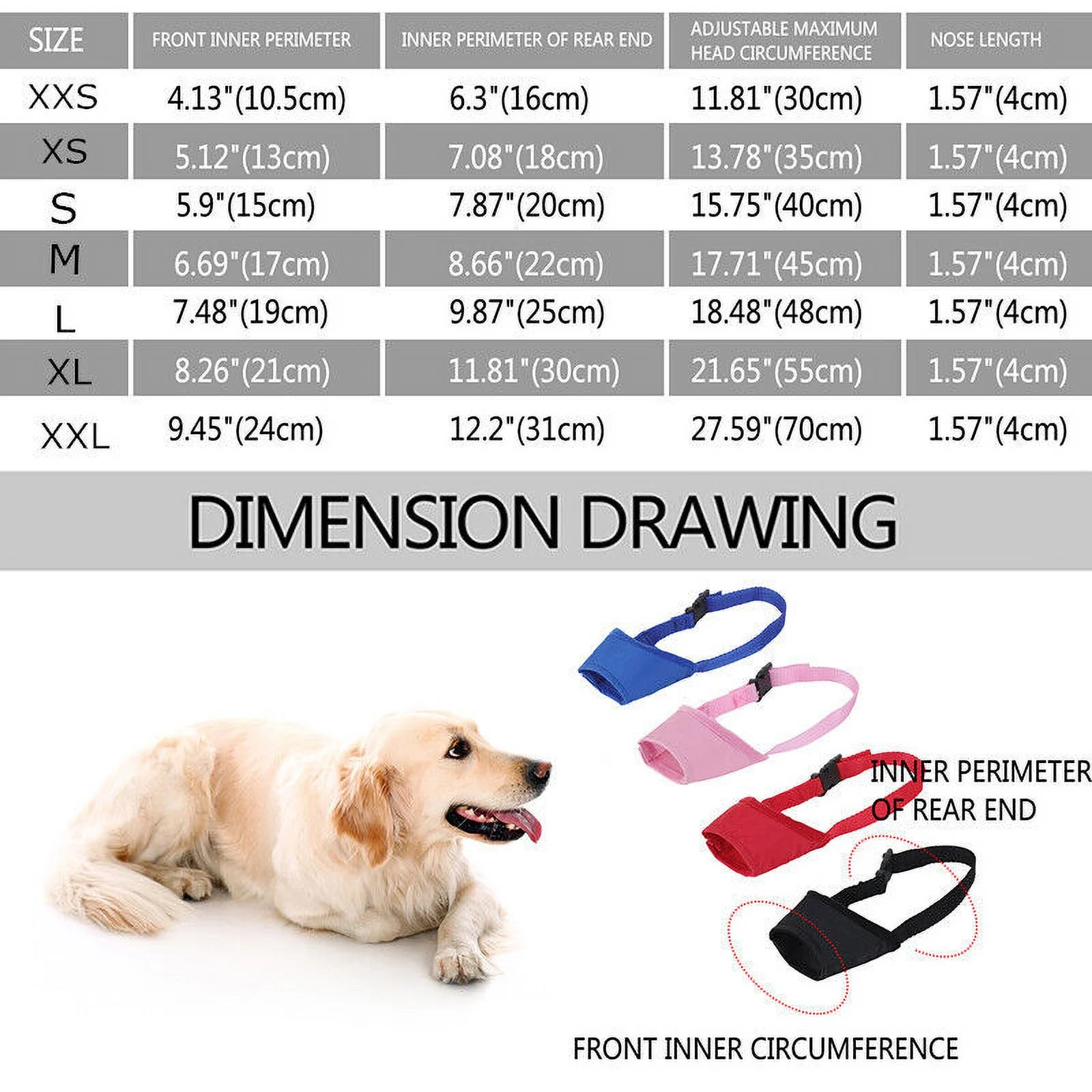 4pcs Adjustable Dog Muzzle Anti Stop Bite Barking Chewing Mesh Mask Training Pet