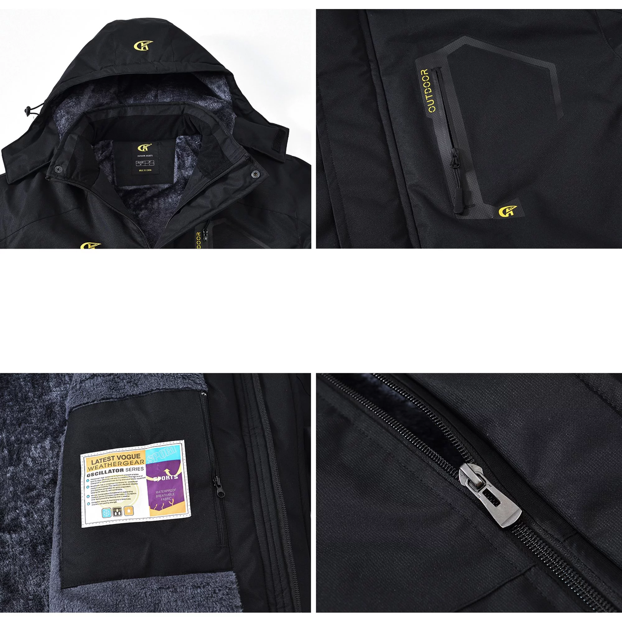 YuKaiChen Mens Waterproof Ski Snowboard Jacket Windproof Winter Mountain Snow Coat Black XL