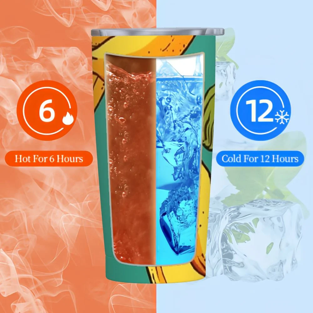 COMIO Insulated Water Bottle Stainless Steel Water Bottles Metal Water Bottle, Cartoon Fruit Banana