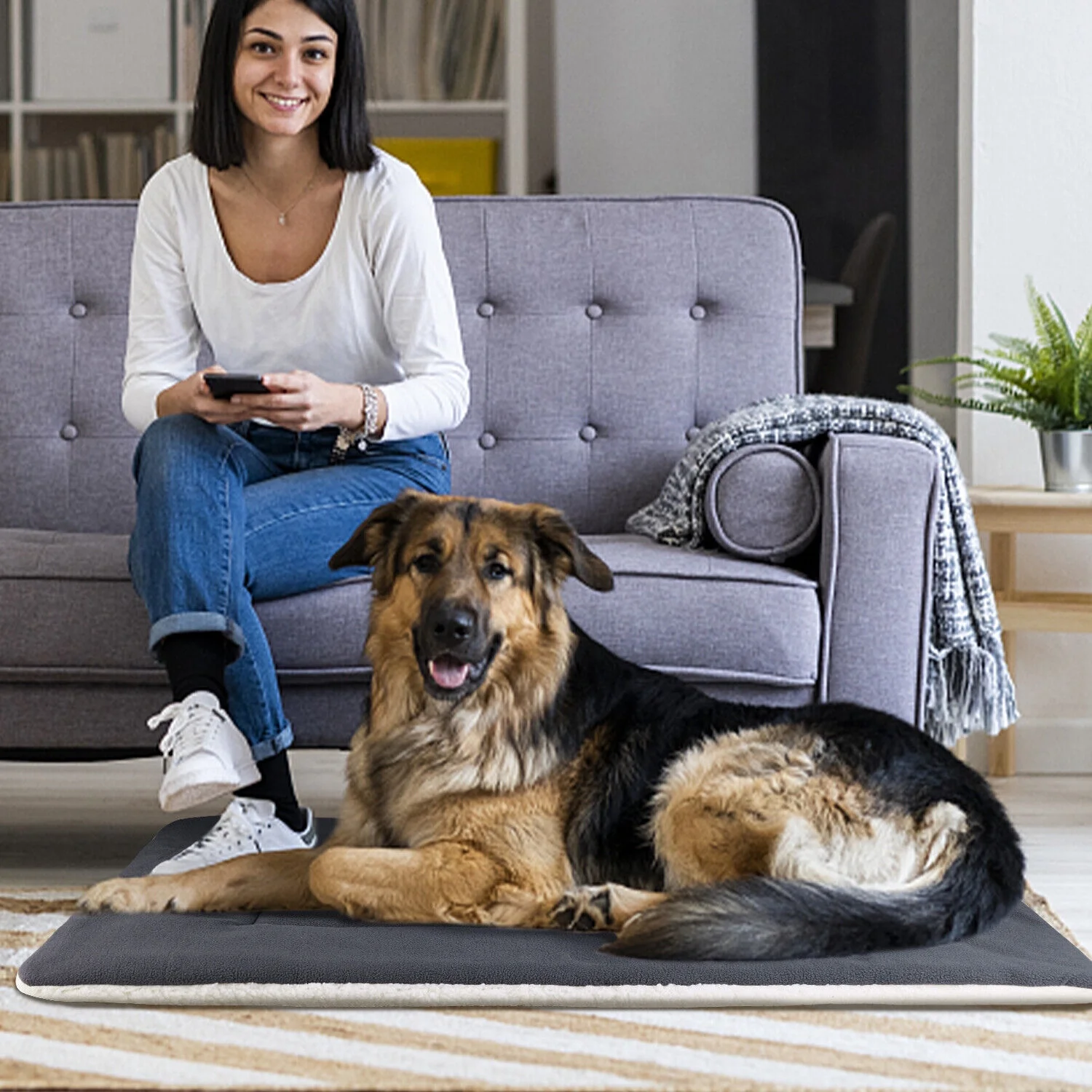 Pet Dog Cat Bed Mat Soft Crate Kennel Pad Washable Anti-Slip Mattress Cushion