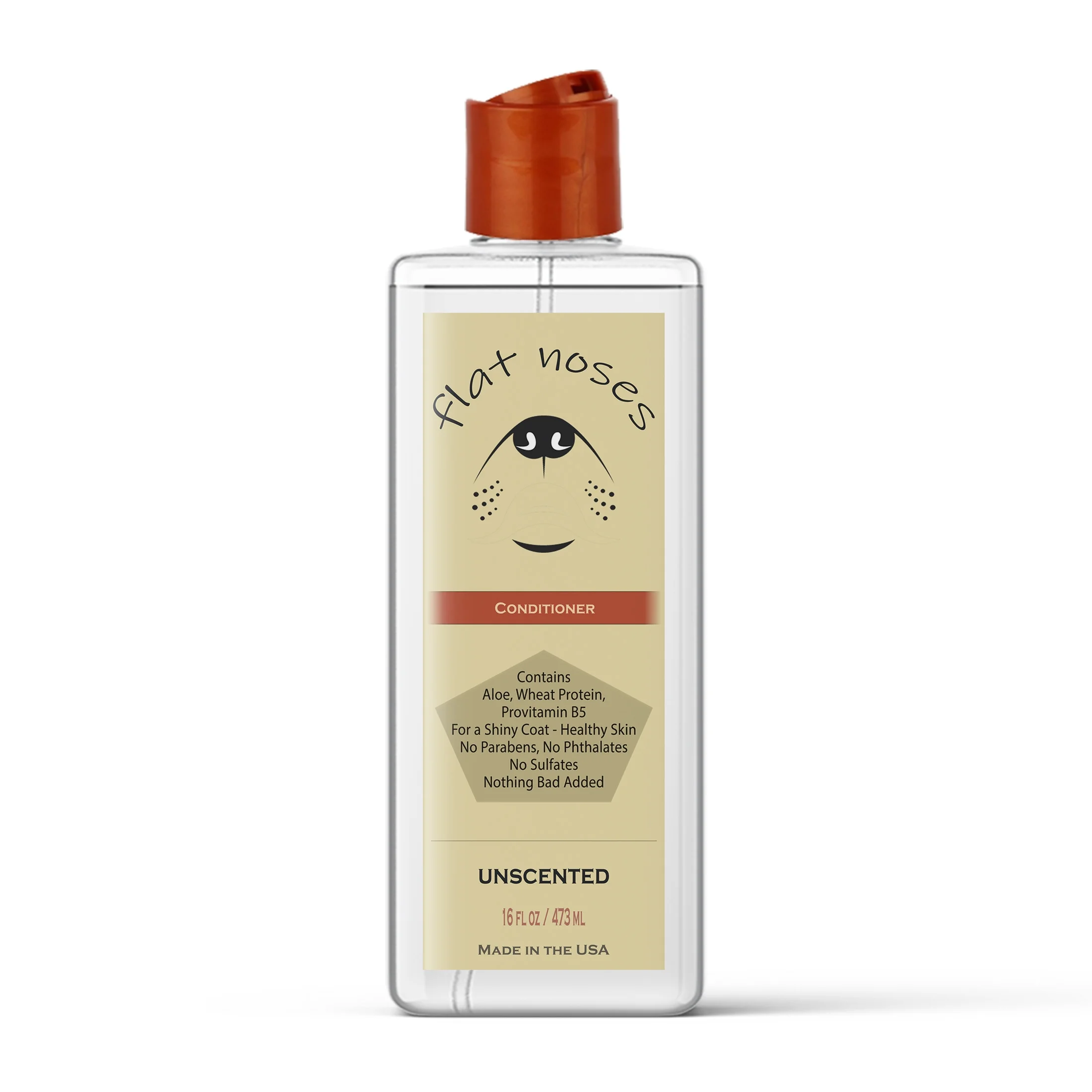 Flat Noses Natural Conditioner for Dogs - Unscented, Leaves Coat Clean with Lustrous Shine - Plant-Based Detangler, Nourishing, Moisturizing with Aloe, Provitamin B5