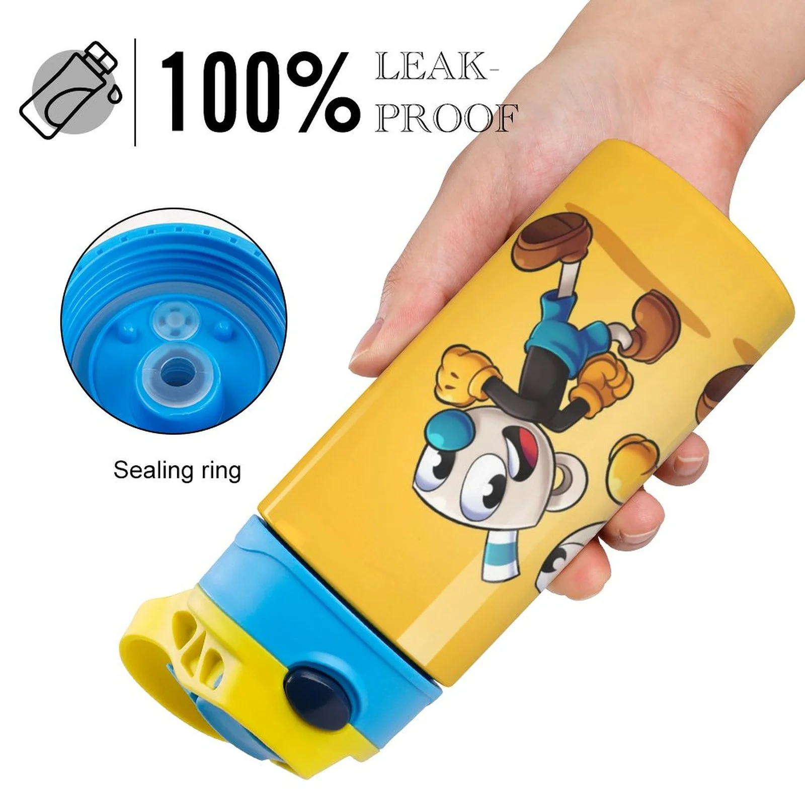 Cuphead Children's Water Bottle Vacuum Insulated Stainless Steel Cup Toddler Thermoses With Straw