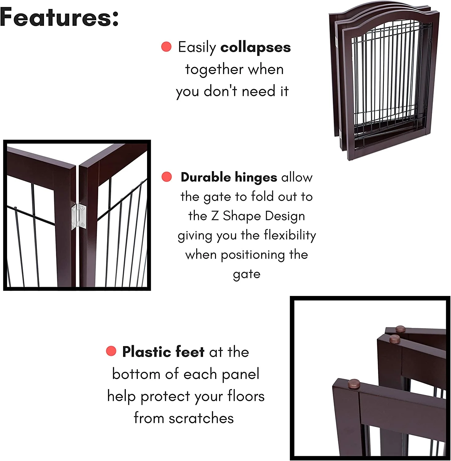 Internet's Best Wire Dog Gate with Arched Top - 4 Panel - 30