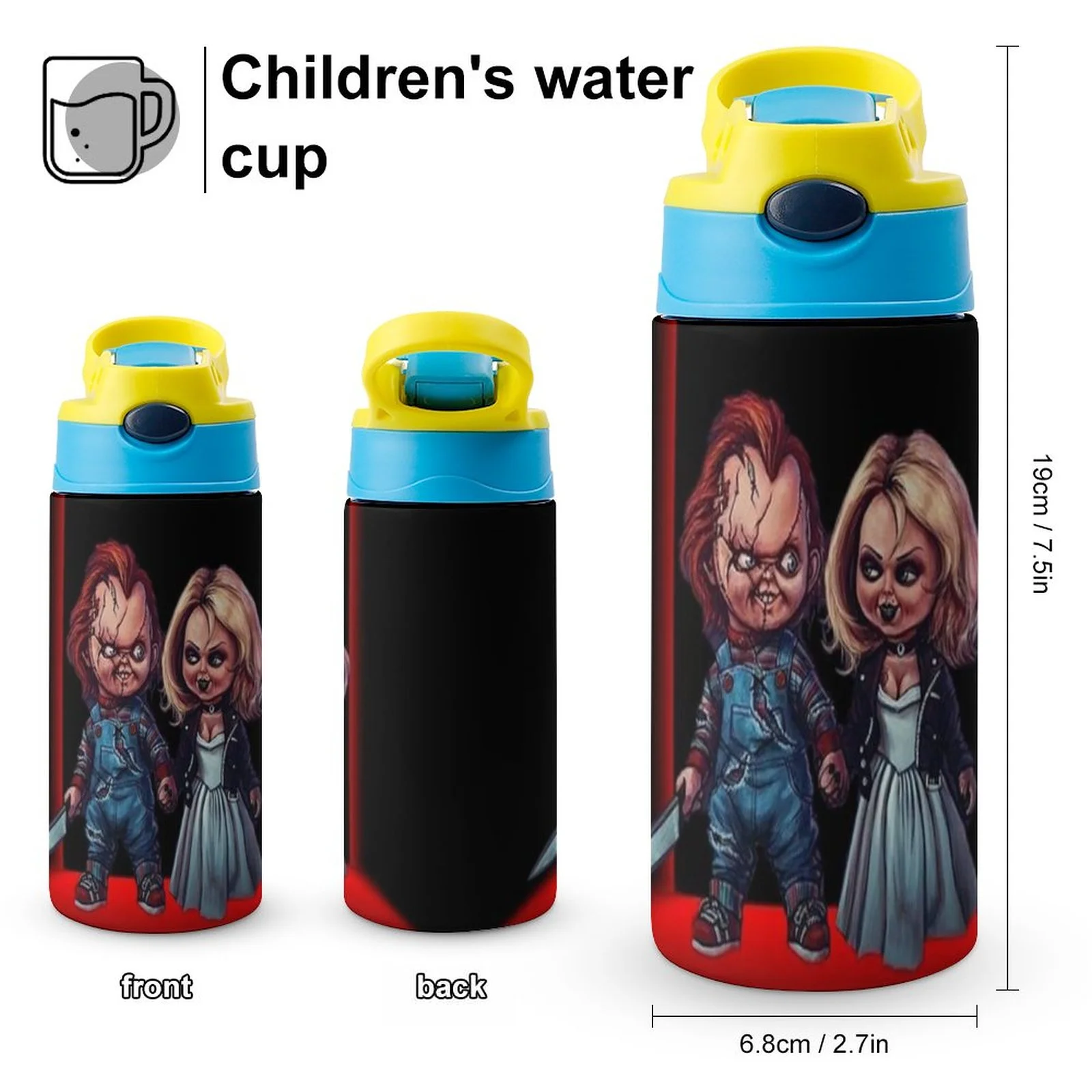 Movie Bride Of Chucky Kid's Insulated Water Bottle With Straw Vacuum Stainless Steel Cup Leak-Proof Children Toddler Thermoses
