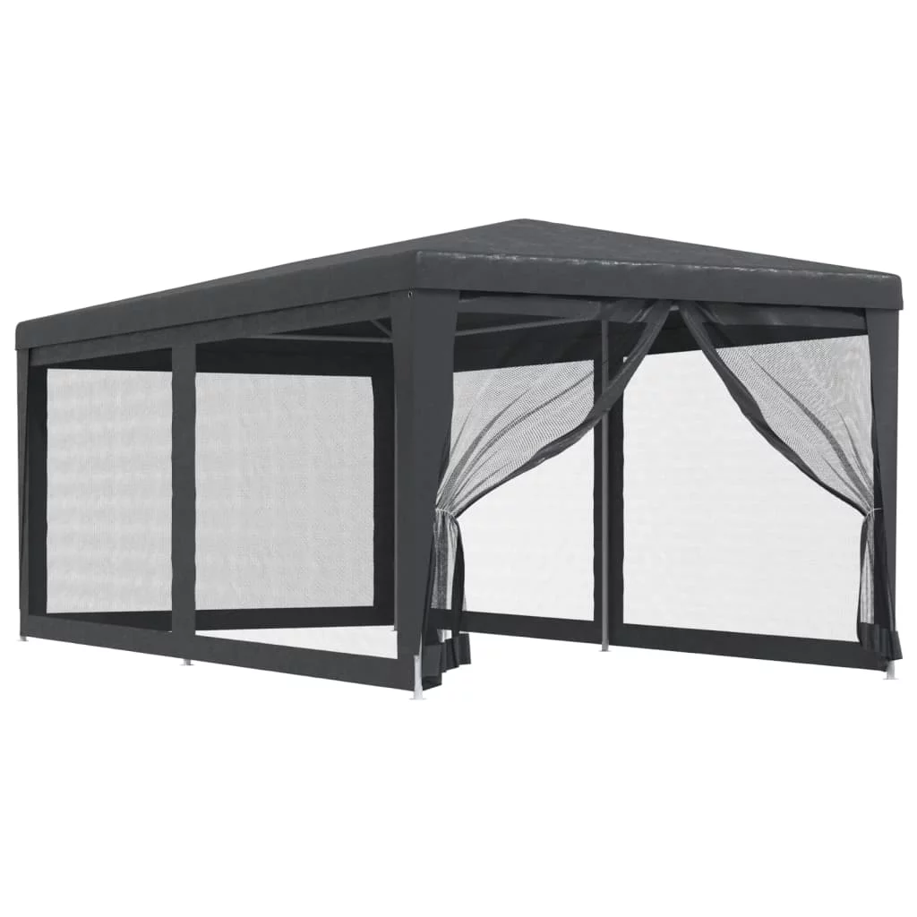 Anself Party Tent with 6 Mesh Sidewalls Anthracite 9.8'x19.7' HDPE