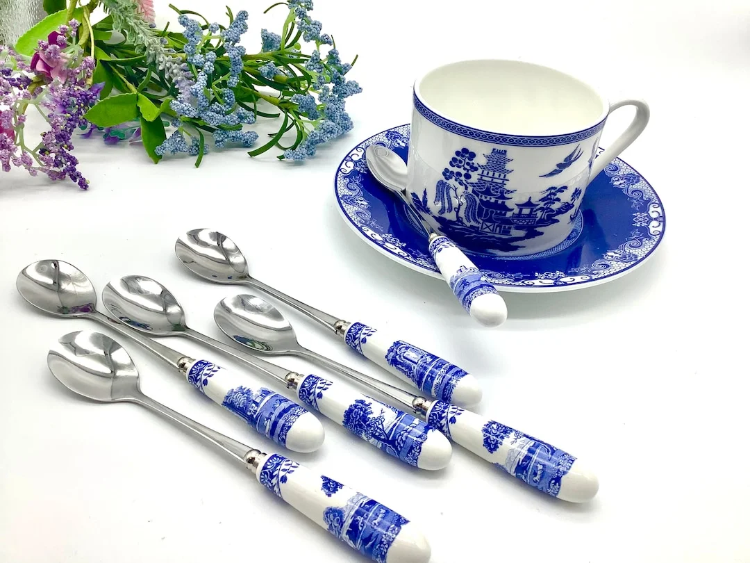 Spode Blue Italian Collection 6 in Teaspoons, Set of 6, Made of Stainless Steel