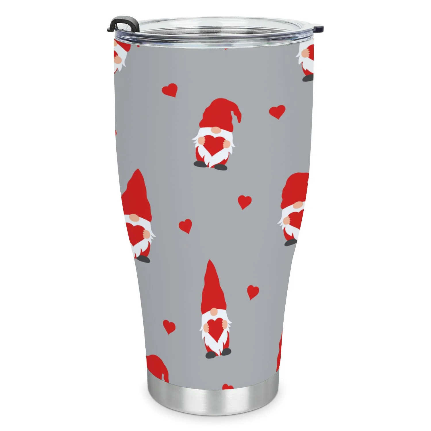 Hidove Stainless Steel Tumbler, Cute Valentines Gnomes in Red Hats 30oz Leak Proof & Stainless Steel Bottle for Hot & Cold Drinks - Coffee Travel Mug, Water Metal Canteen, Thermal Cup