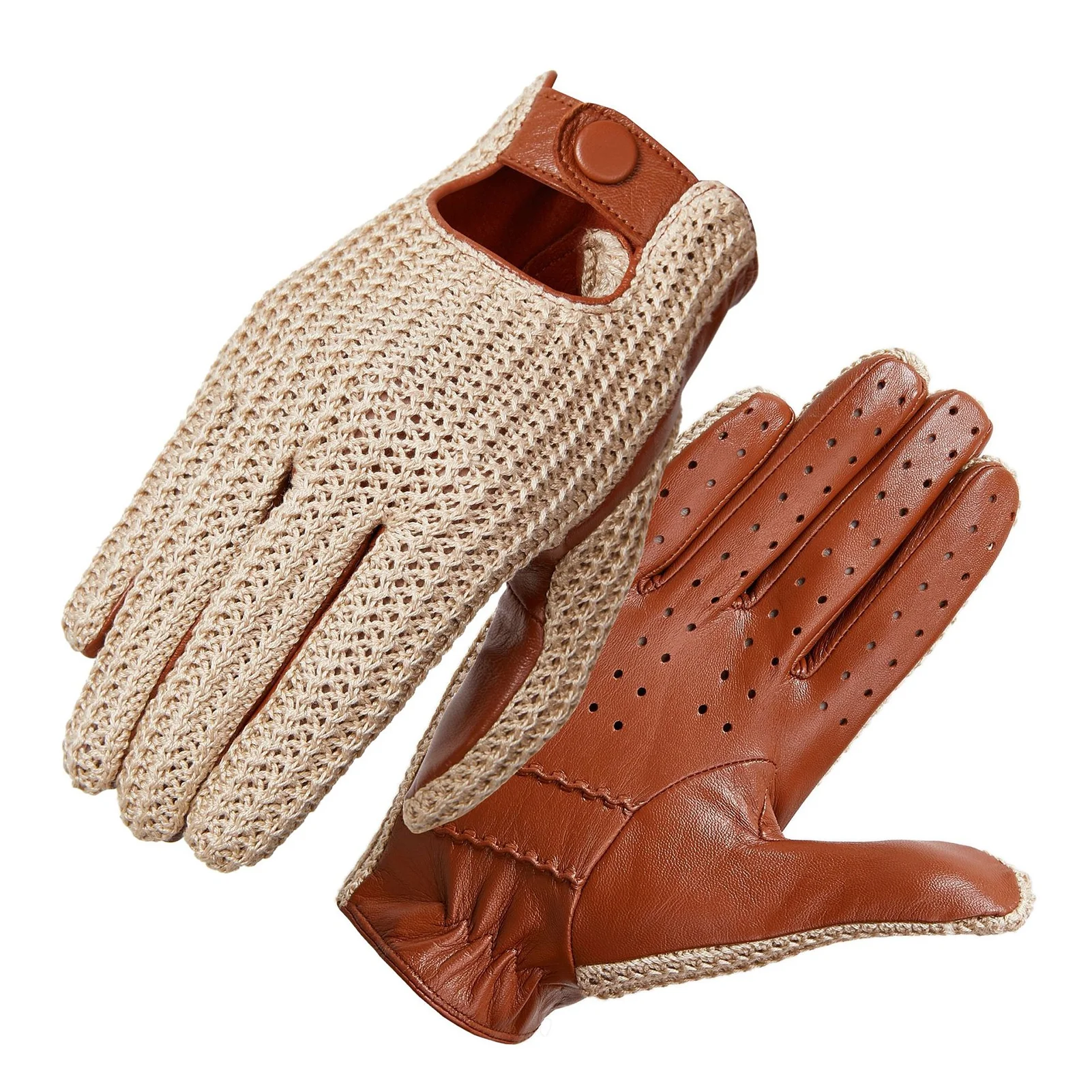 OWSOO Men Knitted Goatskin Touch Screen Gloves for Daily Motorcycling Driving