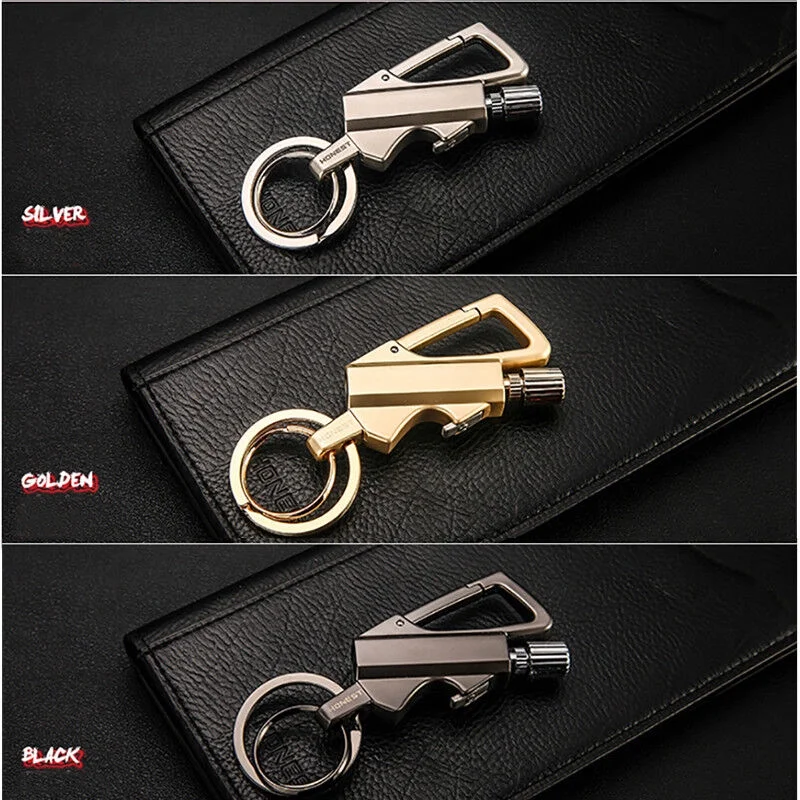 Lighter Metal Carabiner Bottle Opener Keychain Flint Fire Starter Permanent