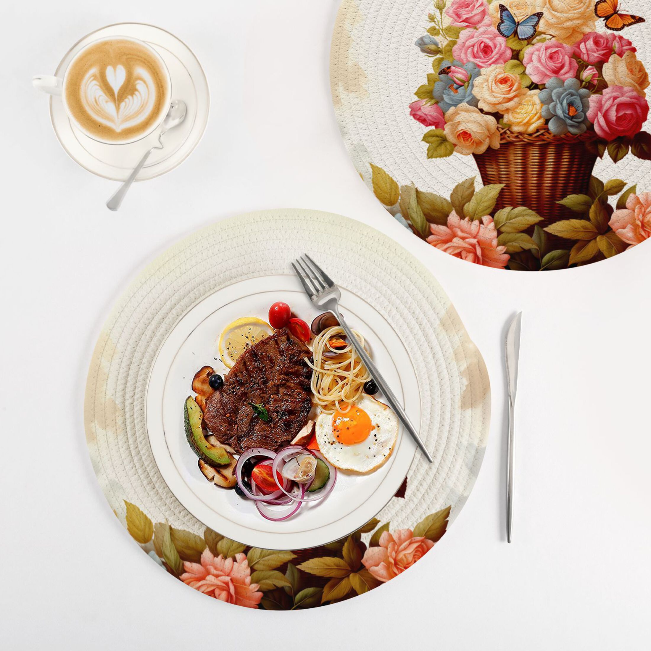 Butterfly on Multi Rose Flowers 3 PCs Pot Holders Trivets Kitchen 15