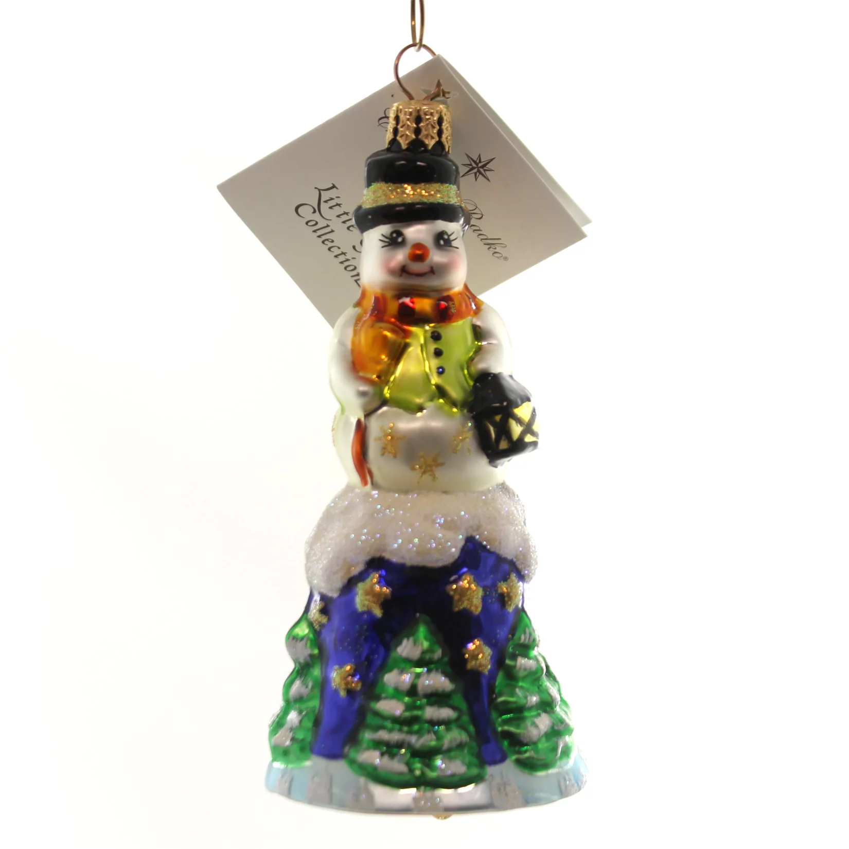 Christopher Radko PETITE SNOW BELL Glass Ornament Snowman Tree Christmas