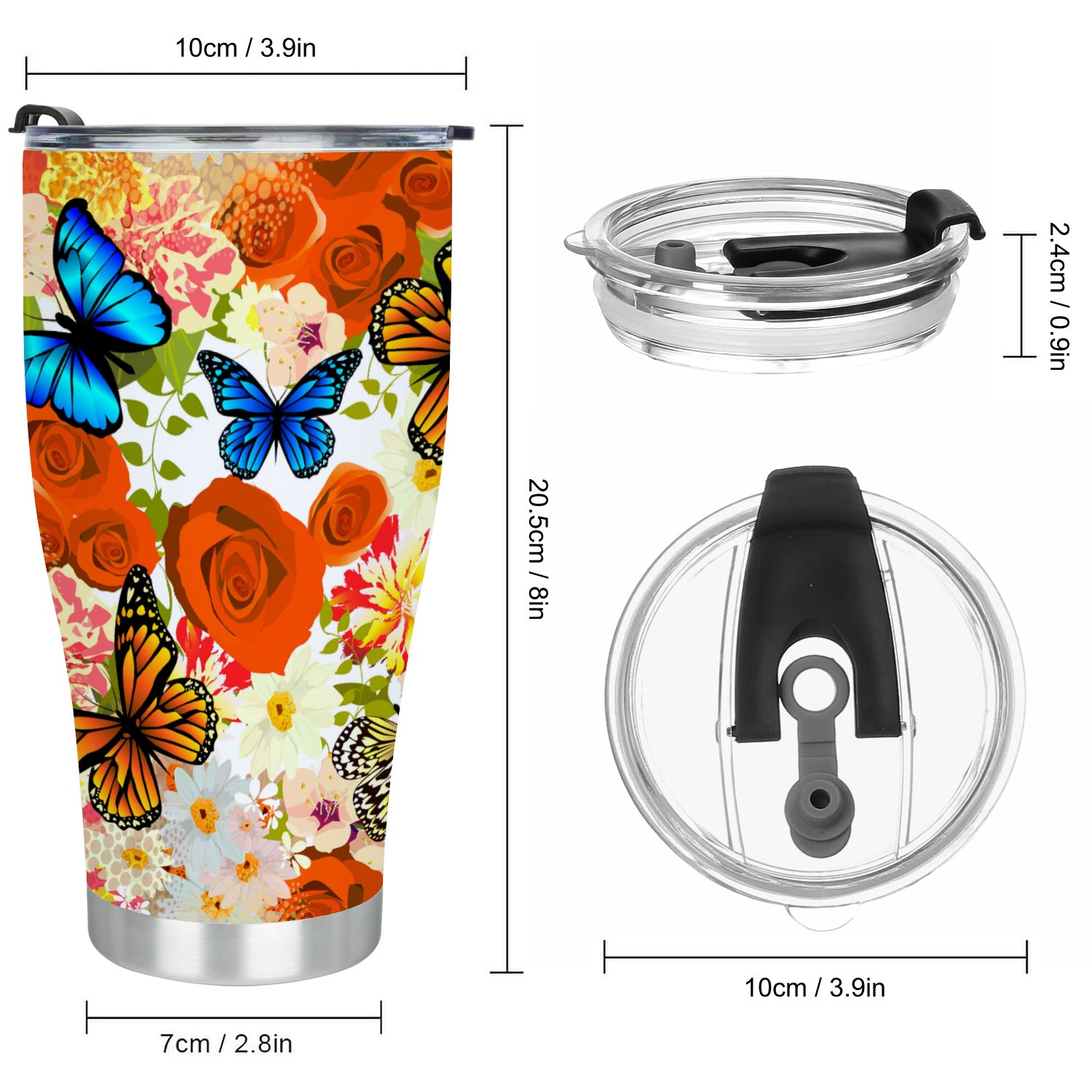 Hidove Stainless Steel Tumbler, Flowers and Butterflies 32oz Leak Proof & Stainless Steel Bottle for Hot & Cold Drinks - Coffee Travel Mug, Water Metal Canteen, Thermal Cup