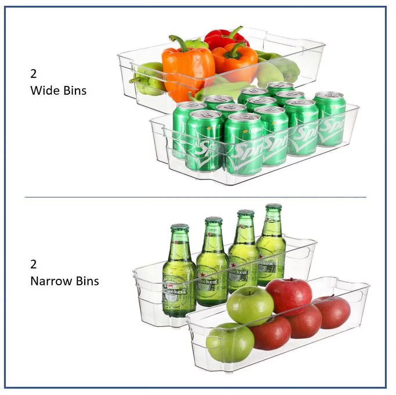 StorageBud Fridge Organizer and Storage Bins - Stackable Storage Bins for Fridge, Freezer, Pantry, Kitchen, - 9 Piece Set Clear Refrigerator Storage Containers