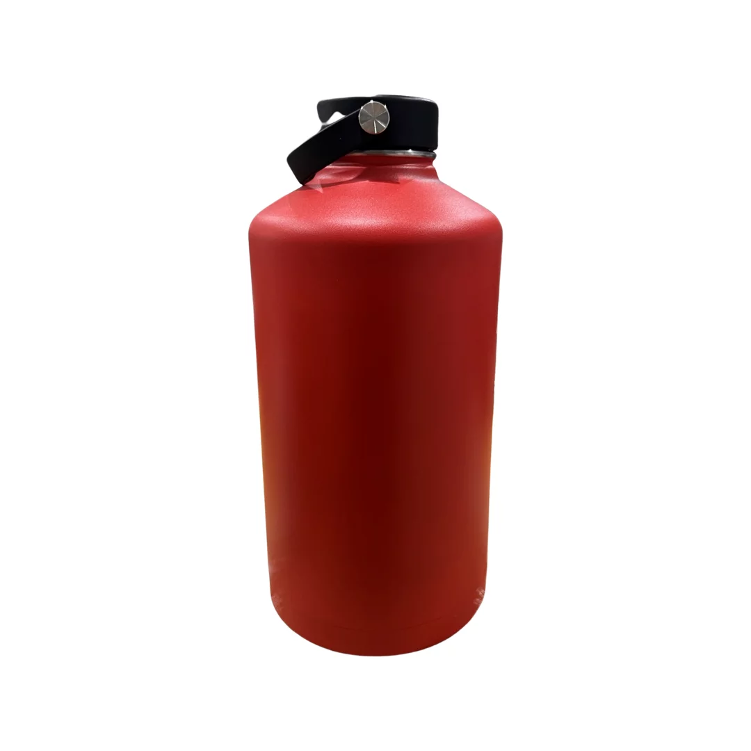 Vacuum Insulated Bottle with 3 Lids - Stainless Steel Thermally Insulated Flask - 128 fl oz - Red - by Polerce