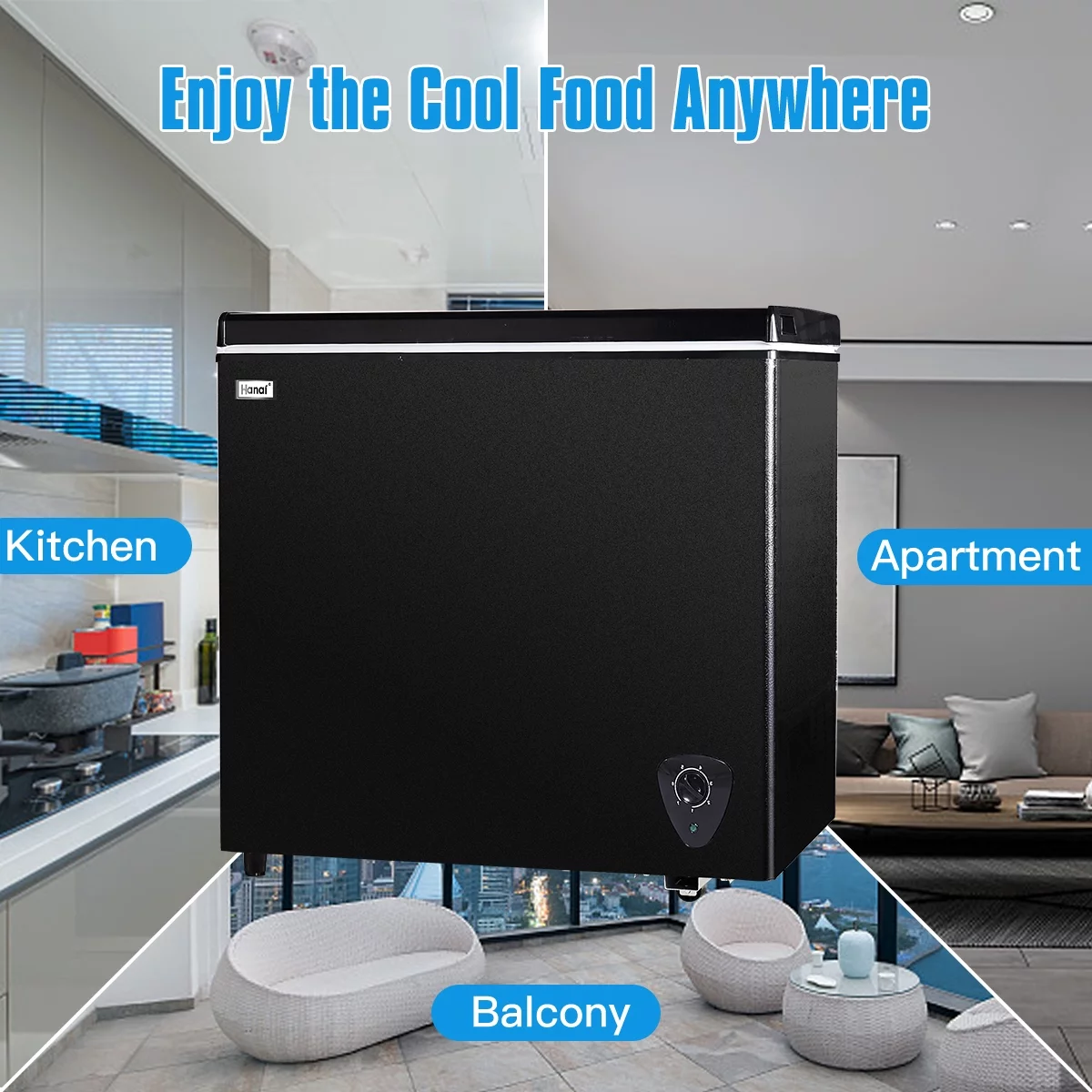 WANAI 7.0 Cu. ft.Chest Freezer,Black