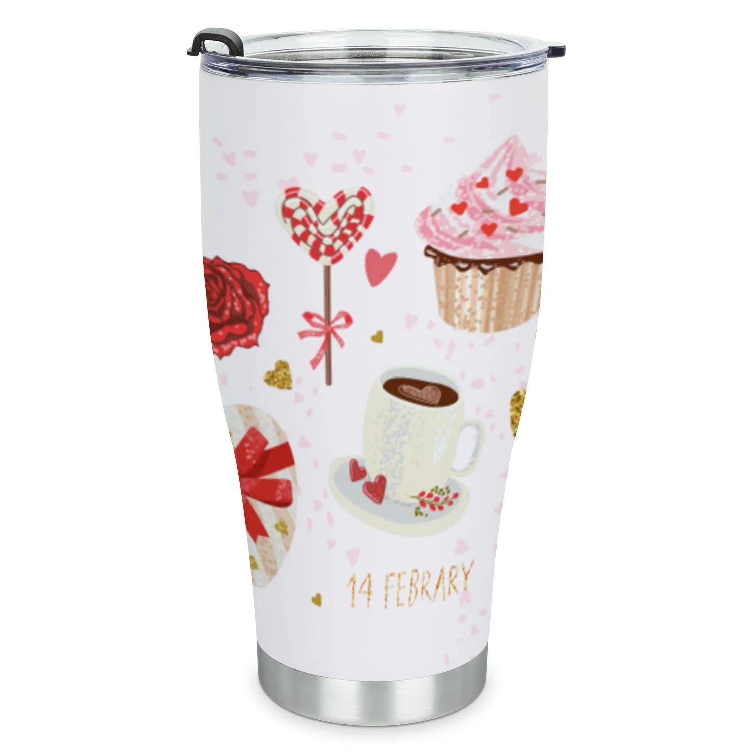 Hidove Stainless Steel Tumbler, Valentine's Day 30oz Leak Proof & Stainless Steel Bottle for Hot & Cold Drinks - Coffee Travel Mug, Water Metal Canteen, Thermal Cup