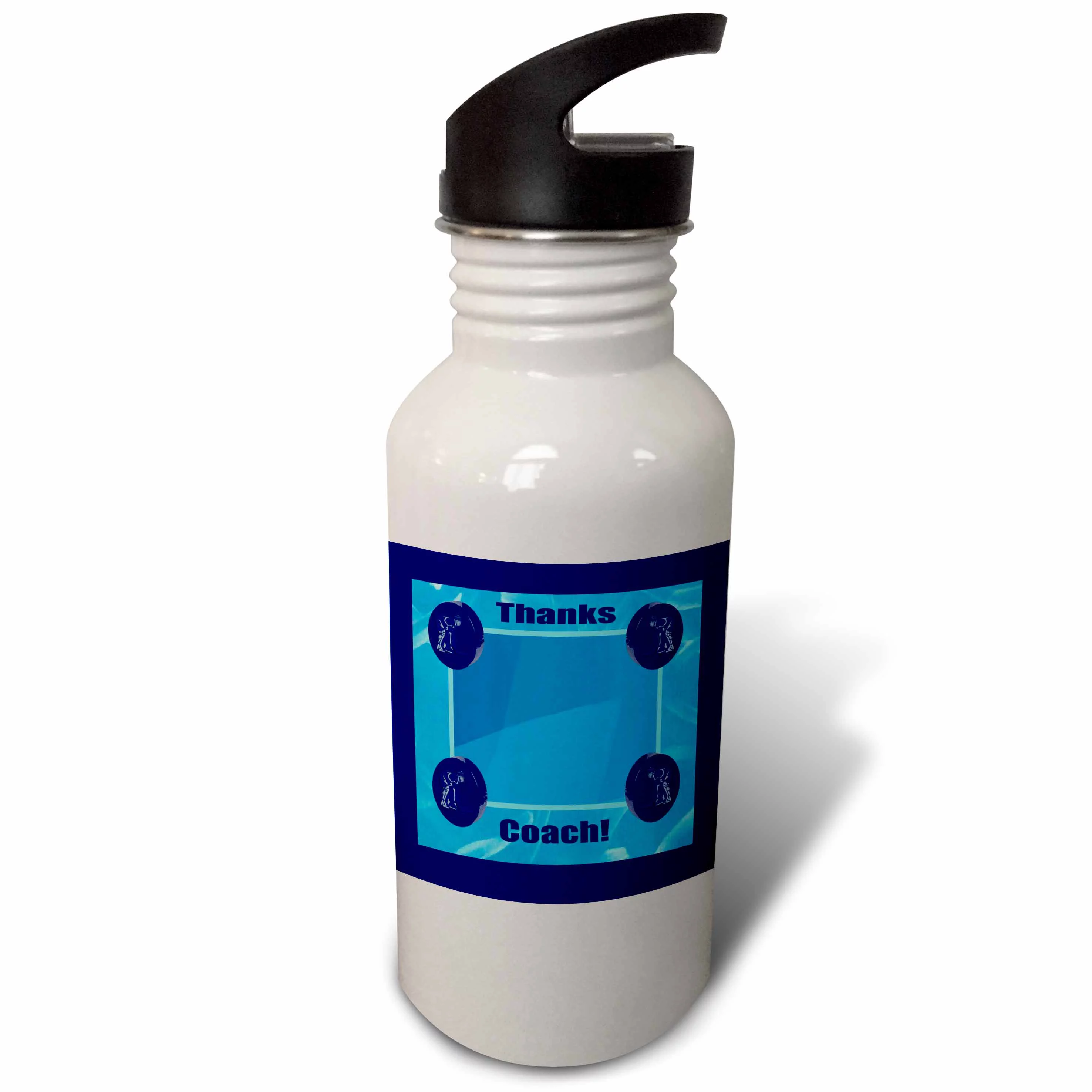 Thanks Coach, Hockey Pucks and Players 21 oz Sports Water Bottle wb-43303-1