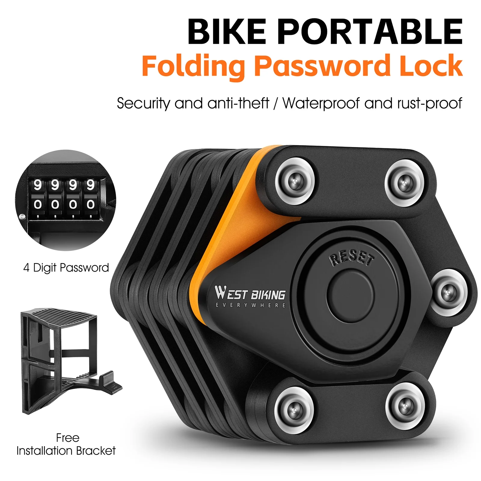 WEST BIKING Bike Lock,Bike Chainlock Lock Safety Antitheft Bike Lock Antitheft Bike Lock West Antitheft Lock Chainlock Lock