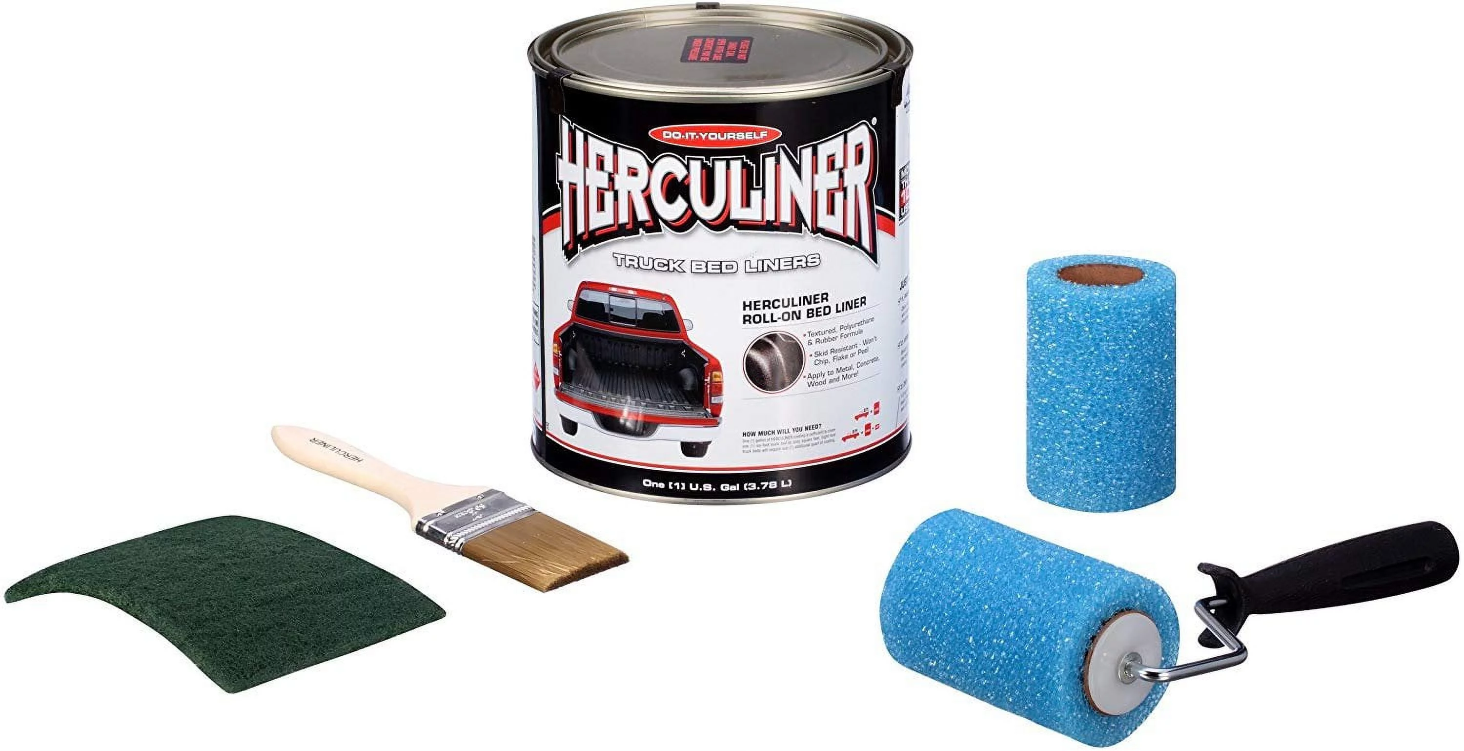 HERCULINER HCL1B8 Brush-on Bed Liner Kit,Black, 1 Gal.