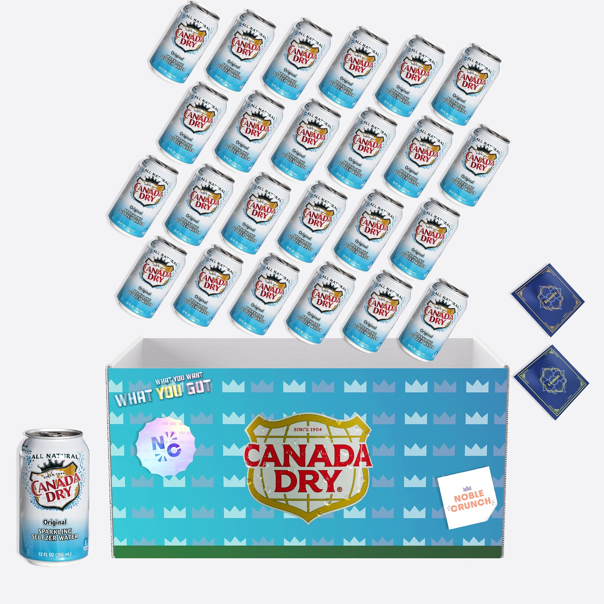 Canada Dry Original Sparkling Seltzer Water (24, 12oz cans) - Lemon and Roasted Organic Yerba Mate Bags - 26 Items Total