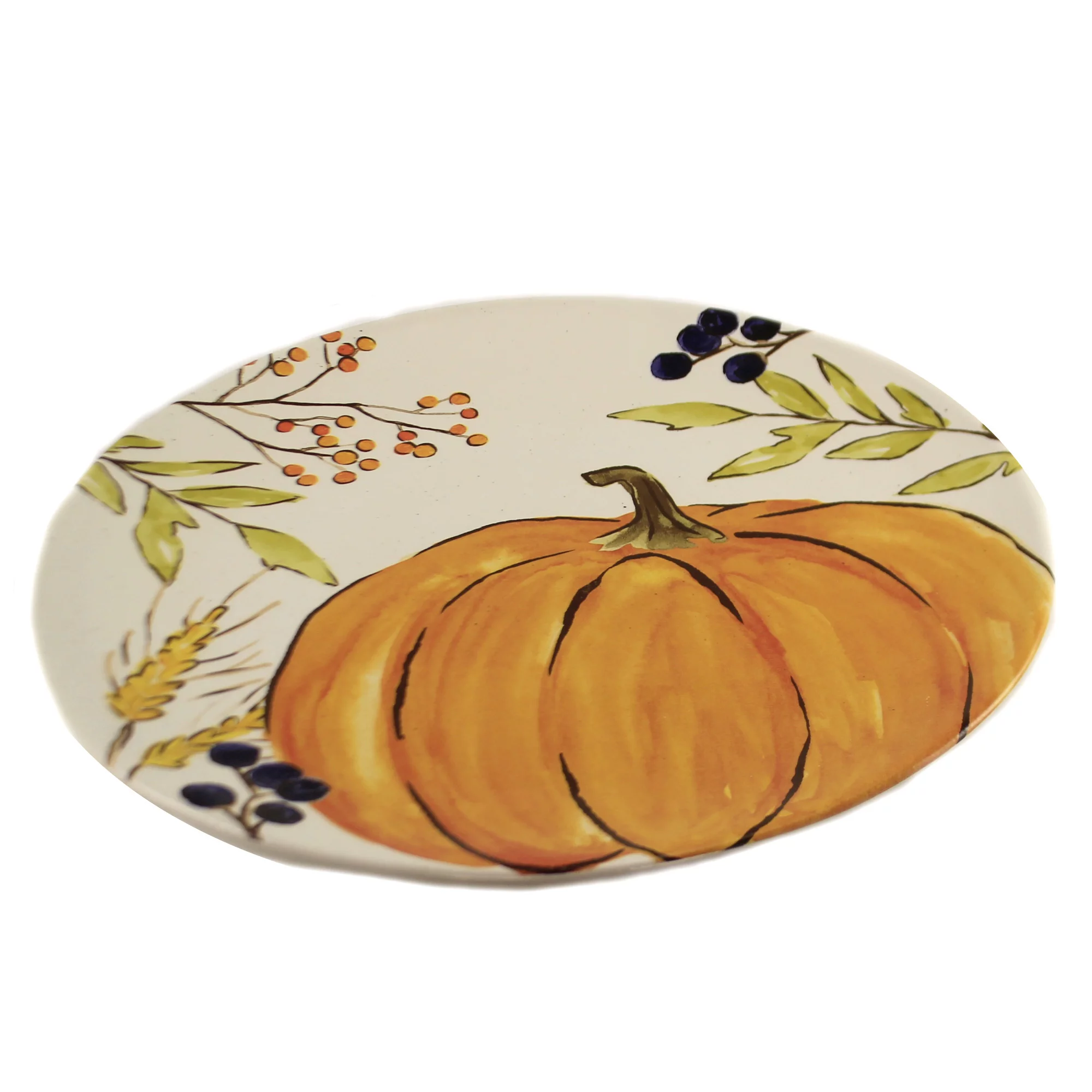 Tabletop Thankful Harvest Plate Ceramic Pumpkin Thanksgiving 2031150