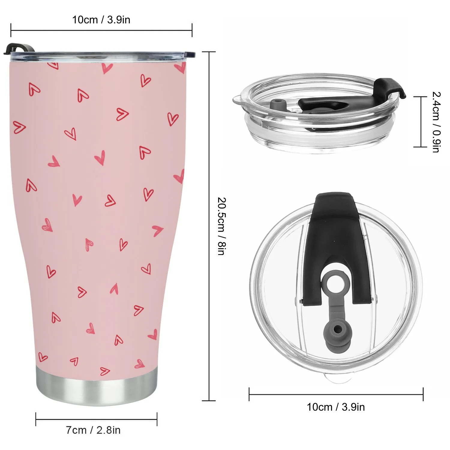 Hidove Stainless Steel Tumbler, small sketchy doodle busy heart 30oz Leak Proof & Stainless Steel Bottle for Hot & Cold Drinks - Coffee Travel Mug, Water Metal Canteen, Thermal Cup