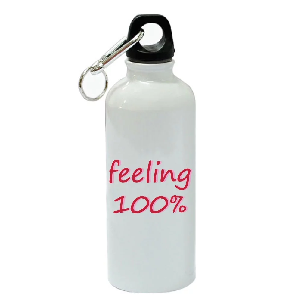 Feeling 100% White Aluminum Sports 20 oz Water Bottle