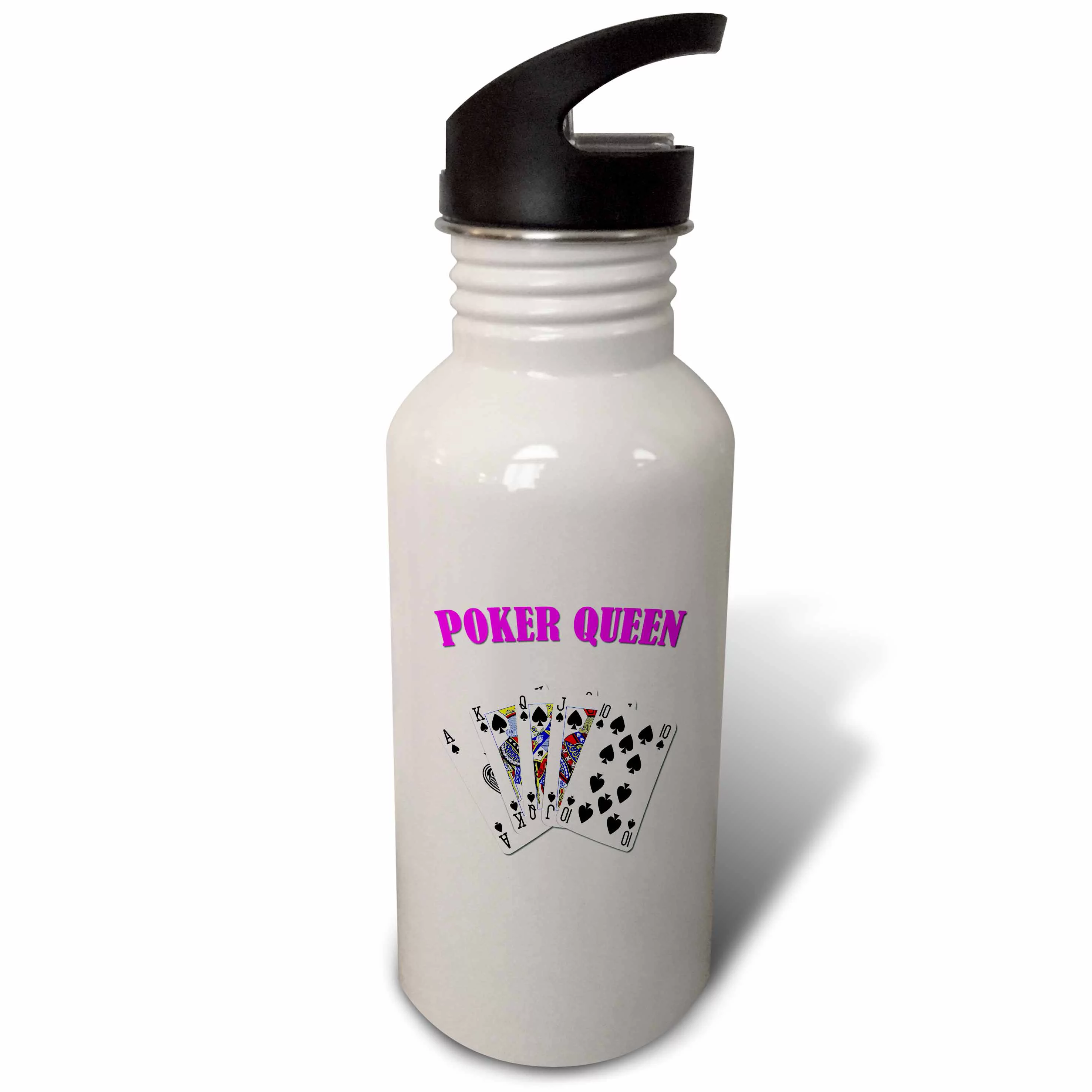 3dRose Poker Queen. Funny quote. Popular saying., Sports Water Bottle, 21oz