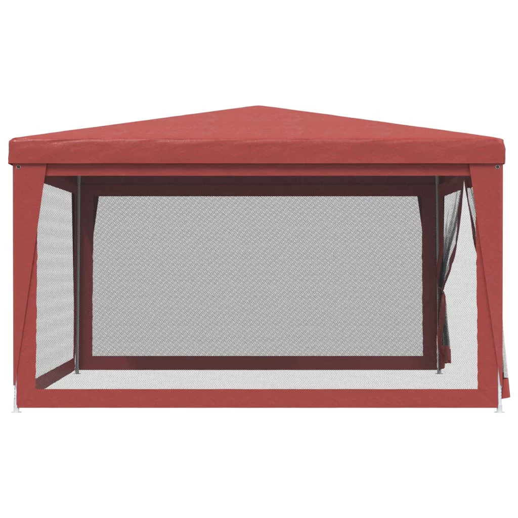Anself Party Tent with 4 Mesh Sidewalls Red 13.1'x13.1' HDPE