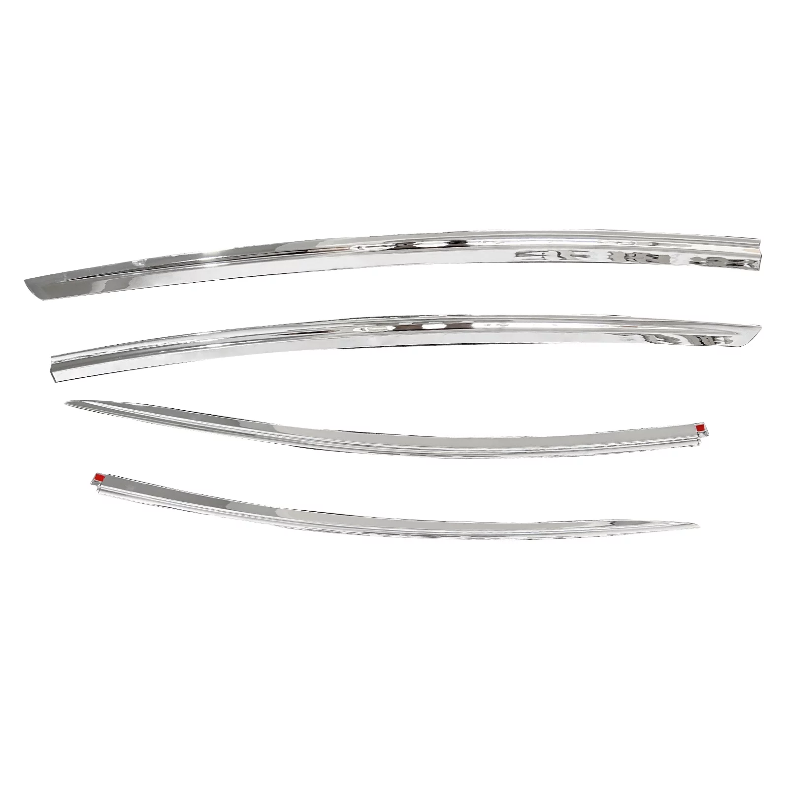 Ikon Motorsports Window Visors Compatible With 2017-2024 Tesla Model 3 All Models, Tape-on Chrome ABS Shade Rain Sun Guards Wind Vent Air Deflector 4PCS