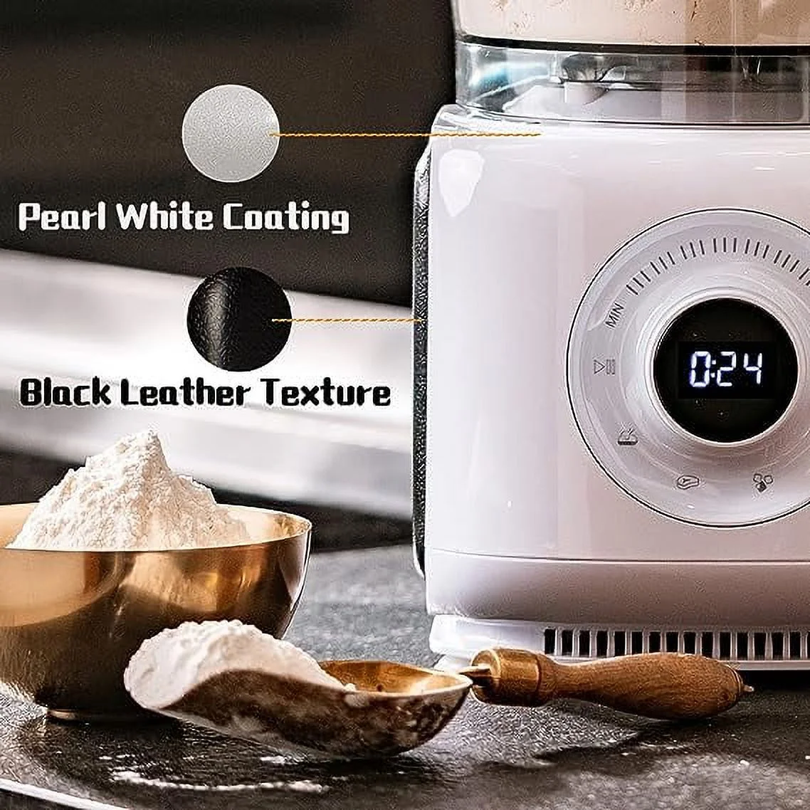 Open Box MAGICCOS 7-in-1 Large Digital Food Processors 14Cup 1000W FP416A - Pearl White