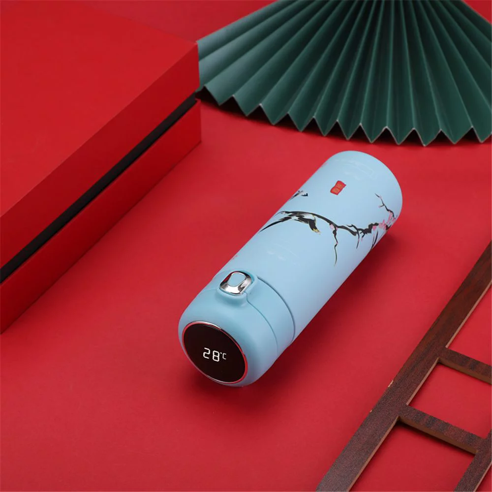 Drinkware LED Display Vacuum Flasks Miniature Water Bottle Chinese Style Thermos cup Premium Travel  Mug Intelligent Temperature Display GREEN