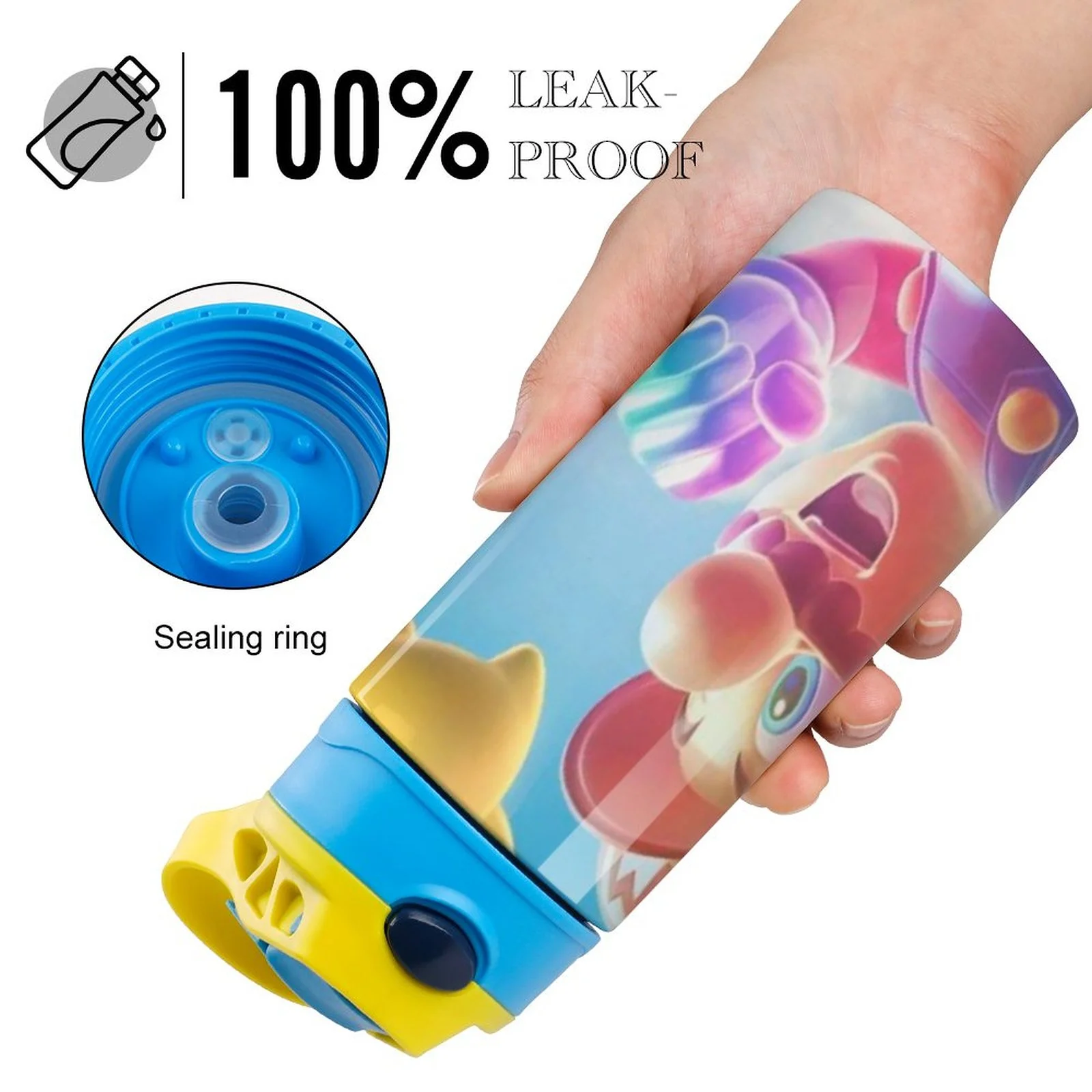 Mario Game Kid's Insulated Water Bottle With Straw Vacuum Stainless Steel Cup Leak-Proof Children Toddler Thermoses