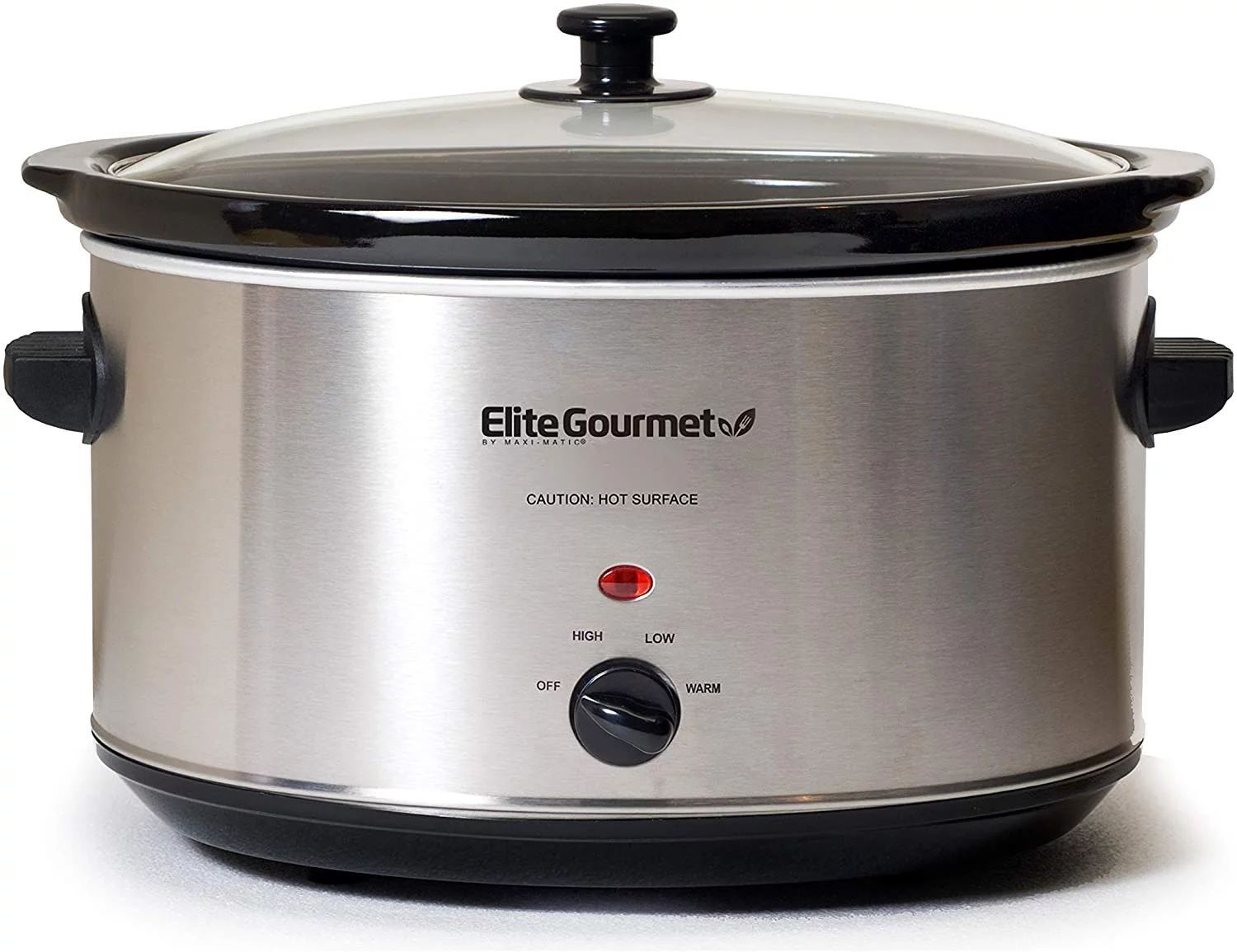 Elite Gourmet Stainless Steel Slow Cooker, Dishwasher-Safe with Tempered Glass Lid, Cool-Touch Handles, Removable Stoneware Pot, 8.5 Quart,MST-900V