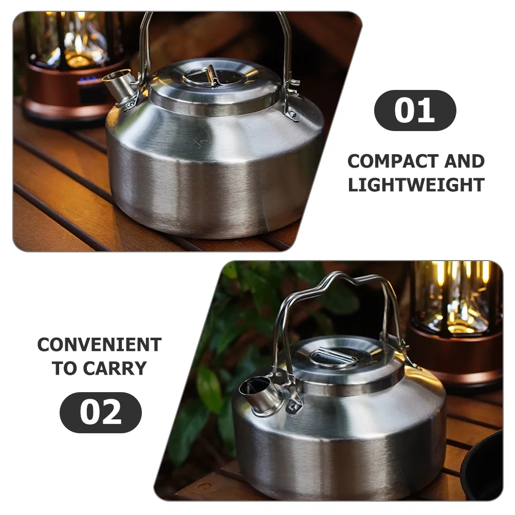 1L Stainless Steel Water Kettle Outdoor Tea Kettle Portable Container