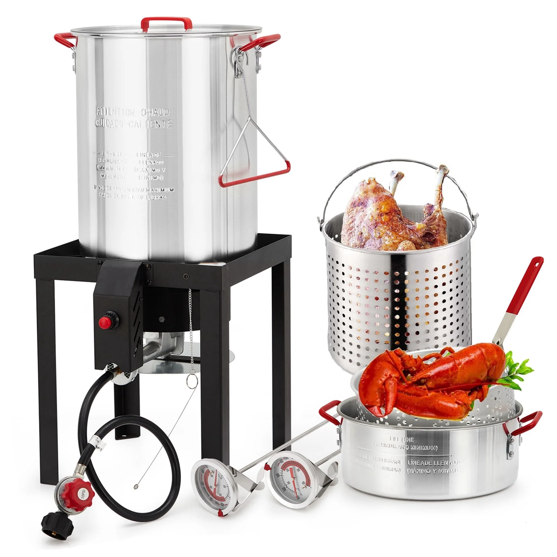 Homhougo—30-Quart Propane Outdoor Turkey Fryer Kit, Seafood Crawfish Fish Aluminum Boiler Steamer Cooking Pot