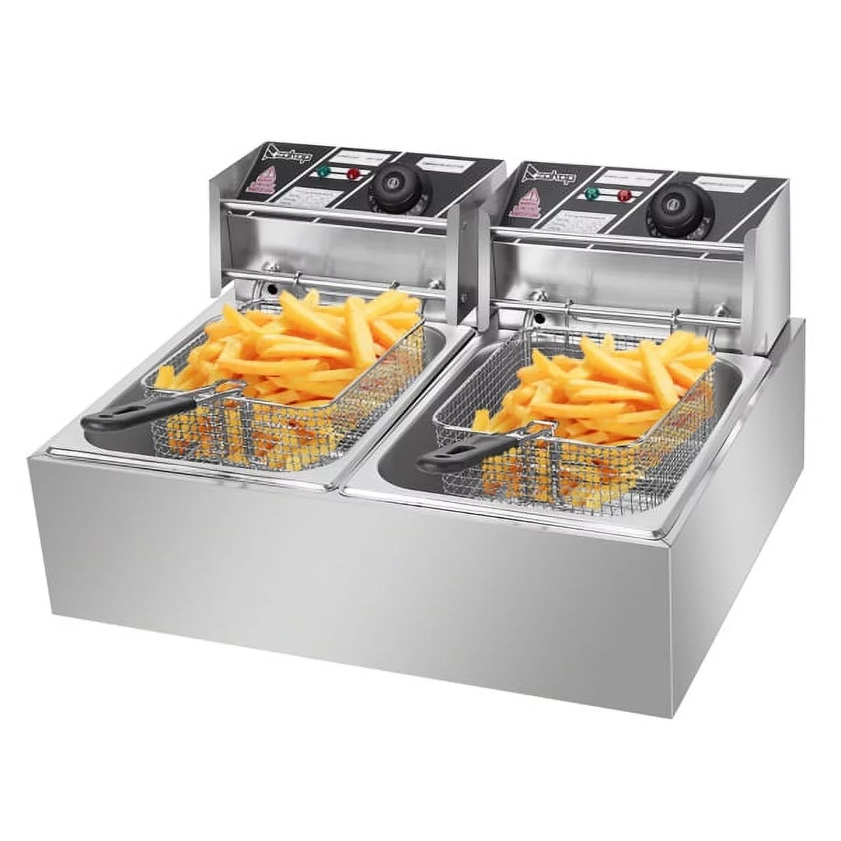 Bornmio 【Replace the old encoding 26280116】EH82 5000W MAX 110V 12.7QT/12L Stainless Steel Double Cylinder Electric Fryer US Plug