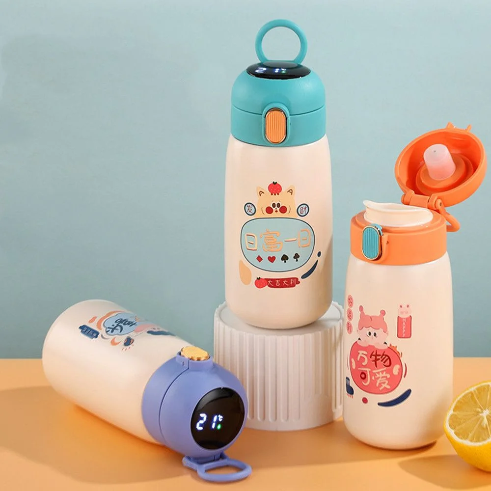 420ml Creative Temperature Touch Display Leak-Proof Thermal Mug Water Bottle Water Cup Stainless Steel PURPLE