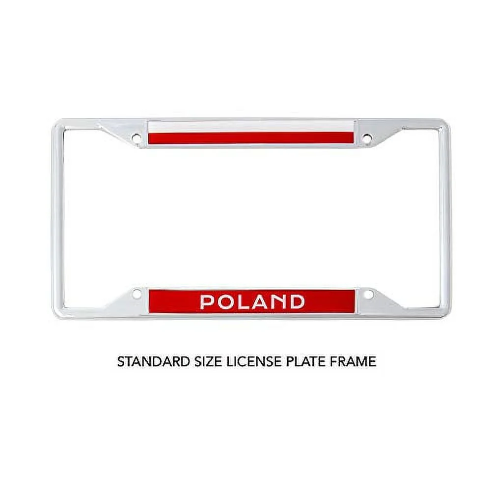 Country of Poland Flag License Plate Frame For Front Back of Car Vehicle Truck Polish