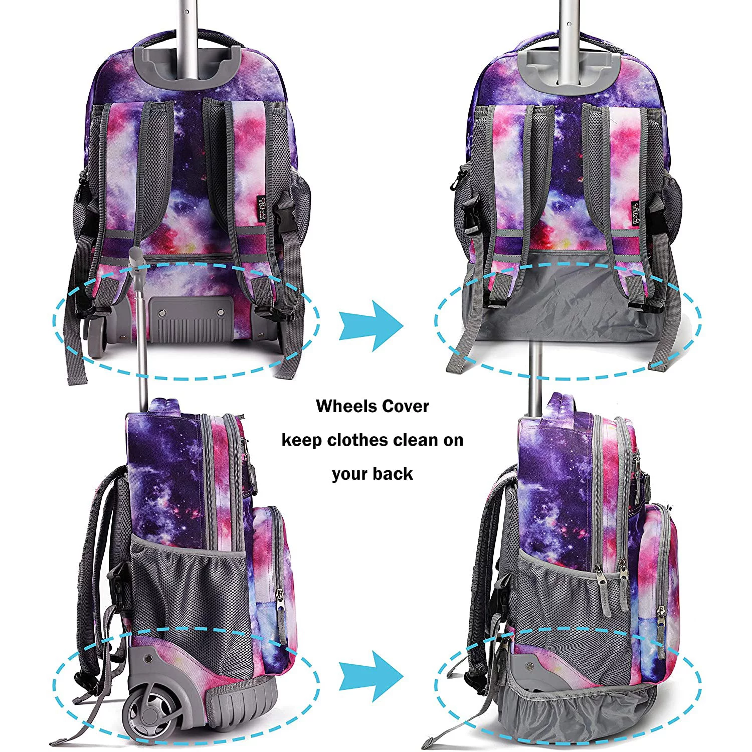 Tilami Rolling Backpack 19 inch with Lunch Bag Wheeled Laptop Backpack