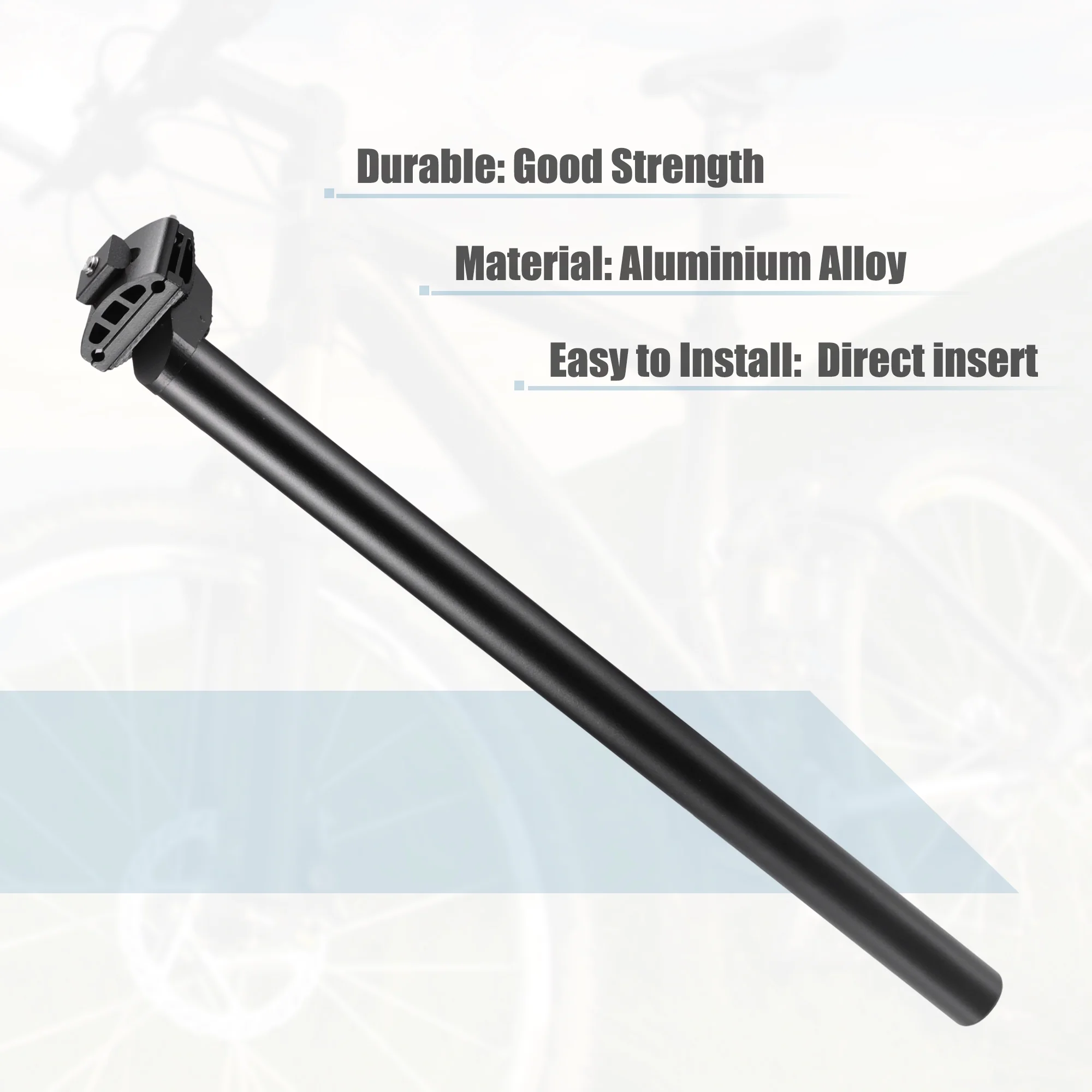 Unique Bargains 27.2x450mm Bike Seat Post Aluminum Alloy Bicycle Seatpost Saddle Pole Road Bike Seat Tube Mount Black