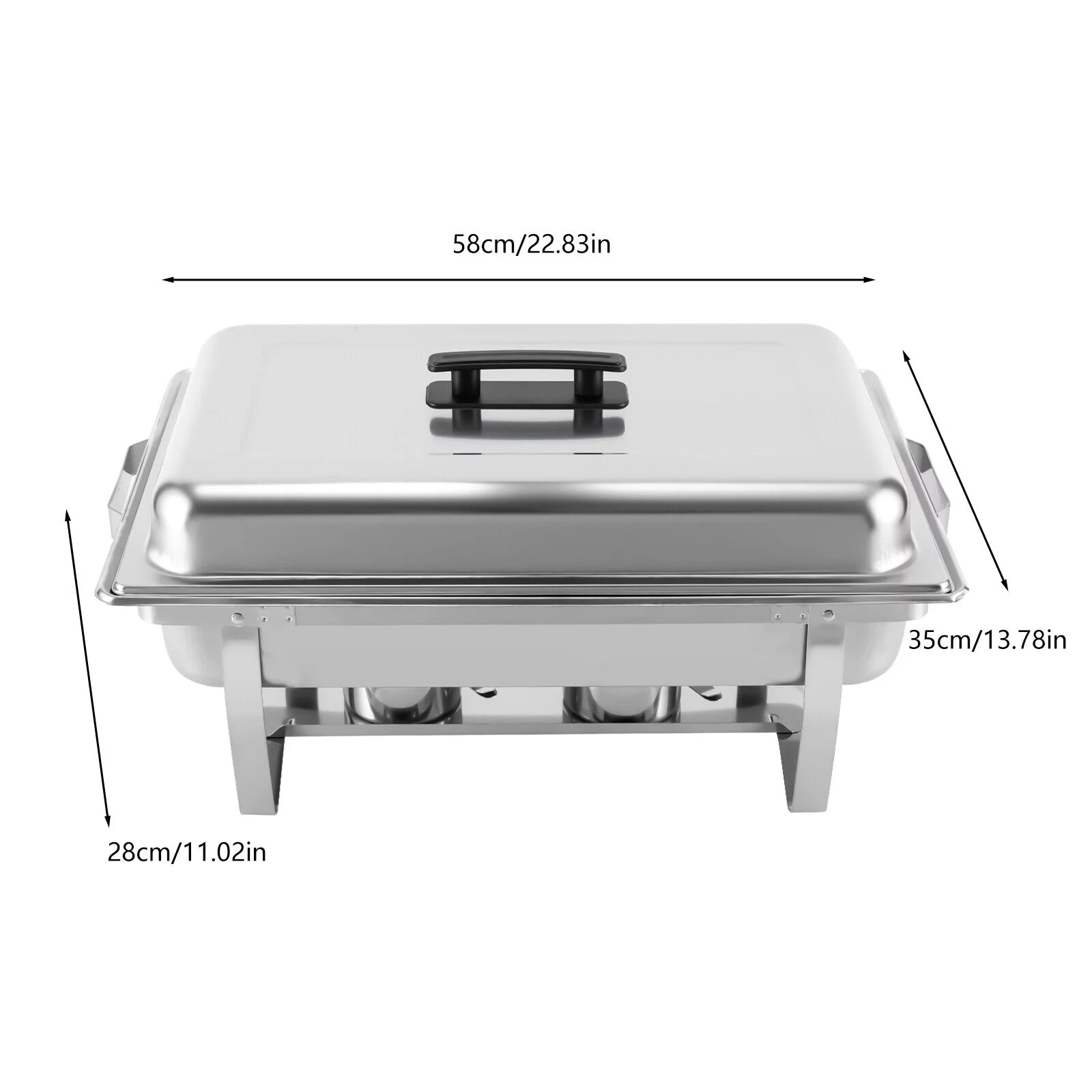Miumaeov 9.5QT Stainless Steel Catering Chafer Chafing Dish Sets Rectangular Buffet Warmer with Fuel Holder and Lid