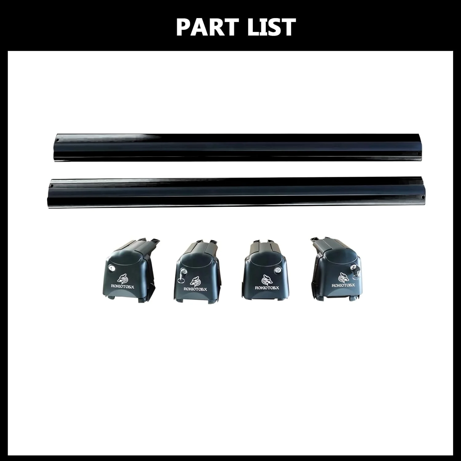 ROKIOTOEX Coyote Roof Rack Crossbars Fit for 2007-2012 Hyunda-i Santa Fe Inside Groove Flush Side Rails, Lockable Cross Bars for Rooftop Cargo Box, Ski Board, Bike Carrier – Black (SO14T-9090)