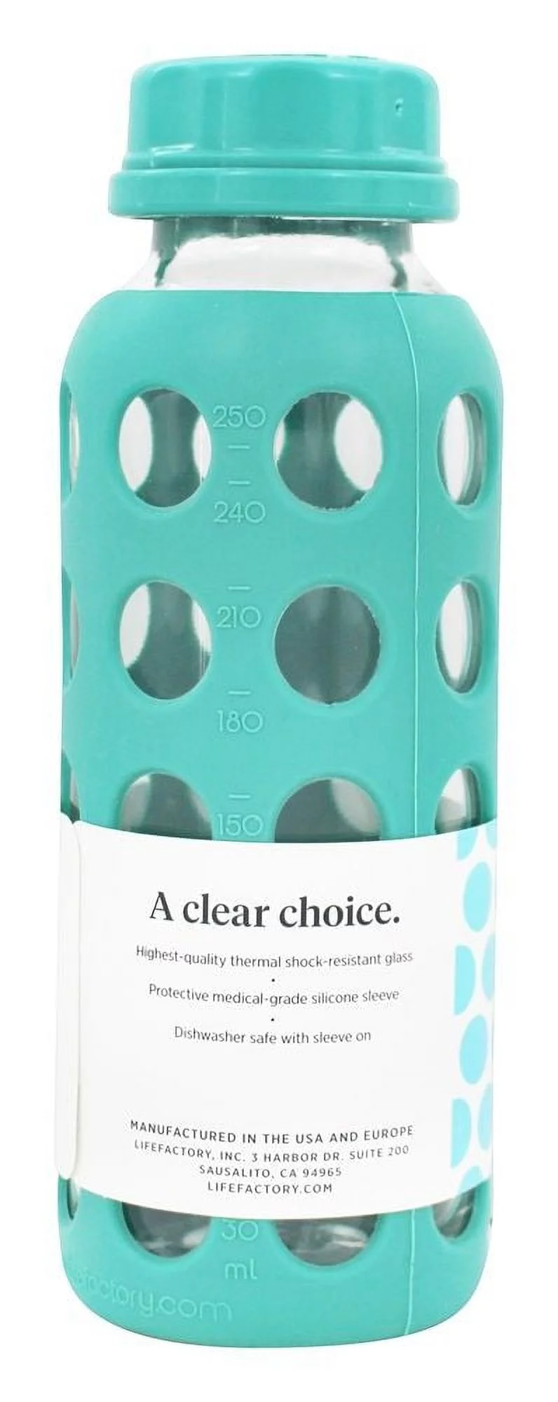 Lifefactory 9 oz Glass Bottle with Flat Cap and Silicone Sleeve - Kale