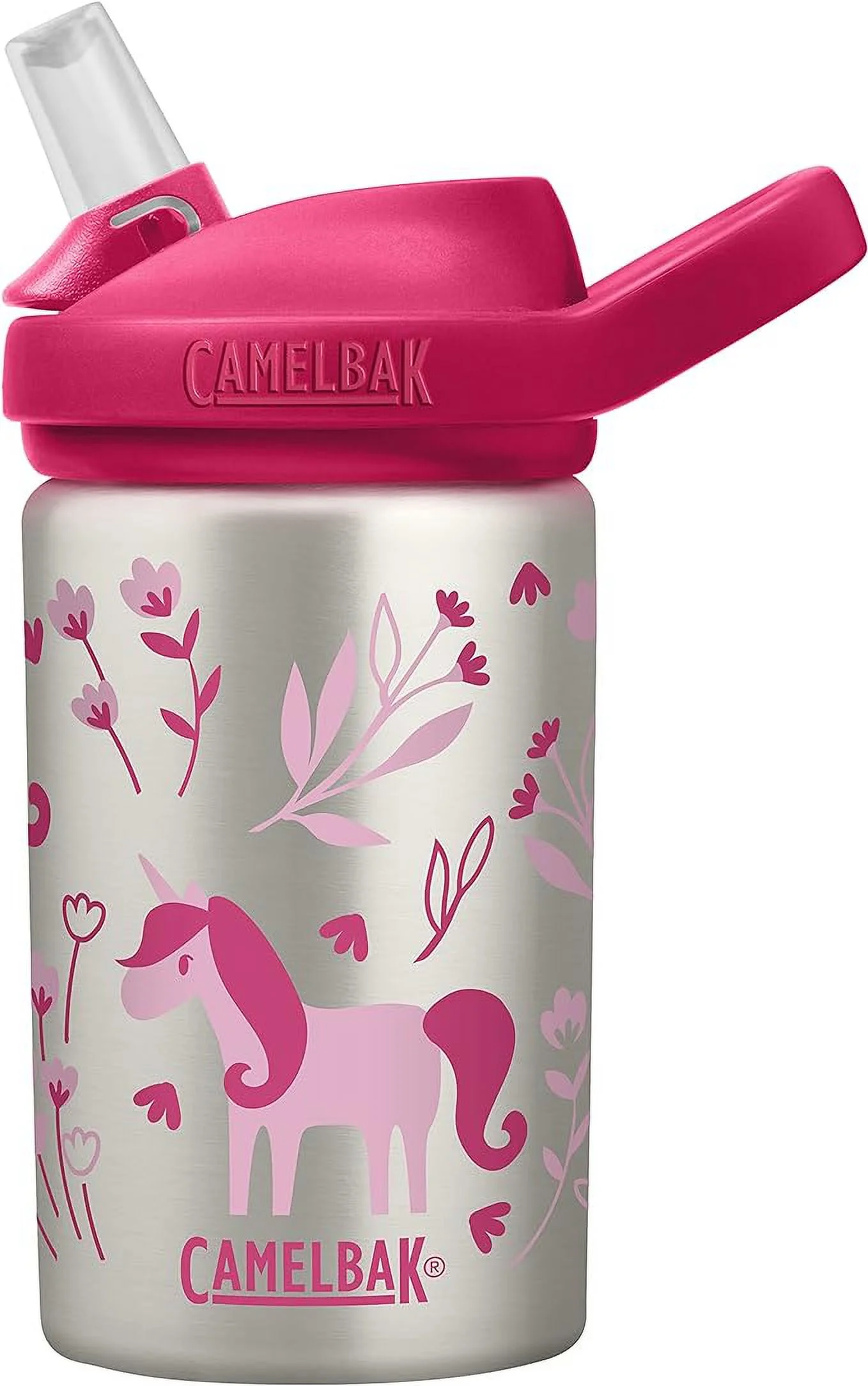 CamelBak Eddy+ Kids Water Bottle with Straw, Single Wall Stainless Steel - Leak-Proof When Closed