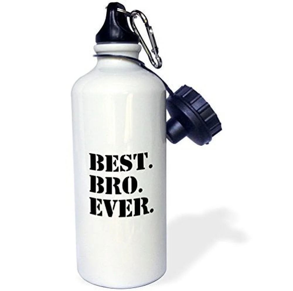 3dRose Best Bro Ever - Gifts for brothers - black text, Sports Water Bottle, 21oz