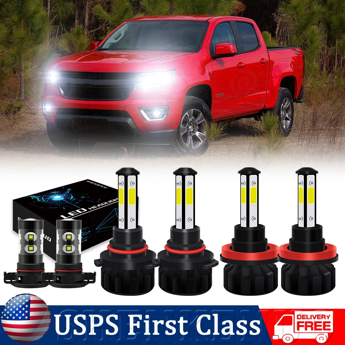 For Chevy Colorado 2015-2019 Combo 6000K LED Headlights Fog Light Bulbs Kit 6pcs SHENKENUO
