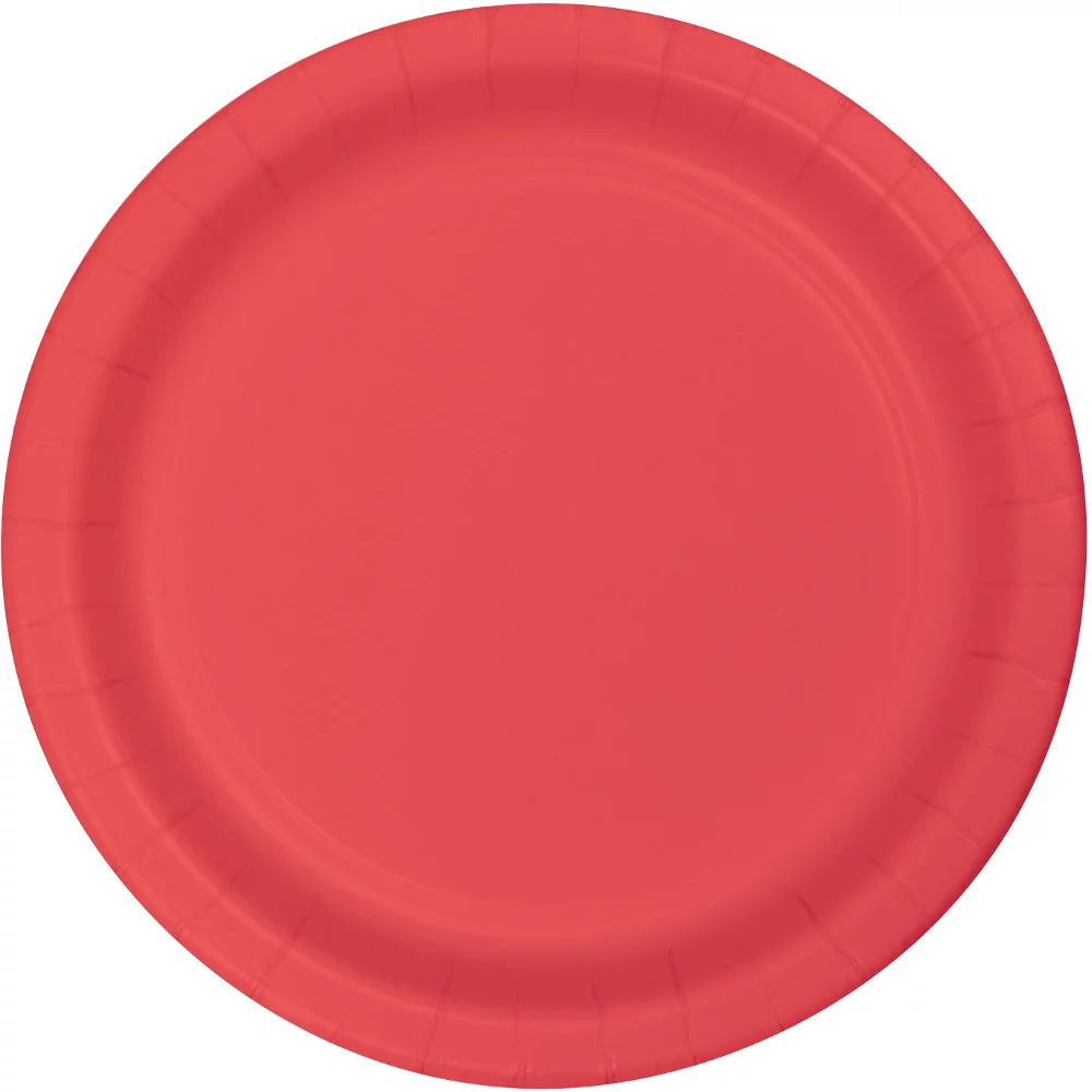 Party Central Club Pack of 240 Decorative Round Coral Disposable Paper Dinner Party Plates 9